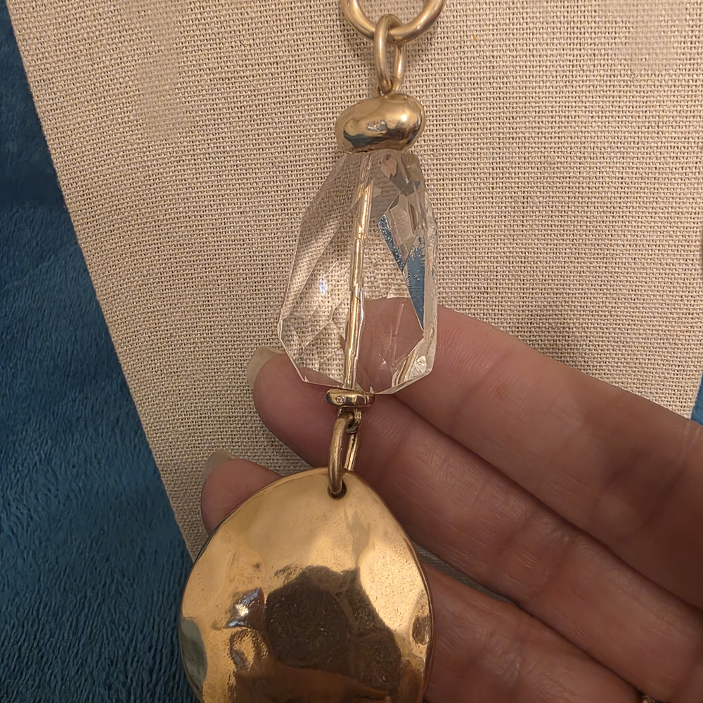 Chico's Gold and Crystal Pendant Necklace